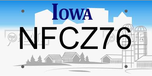 NFCZ76 Iowa License Plate