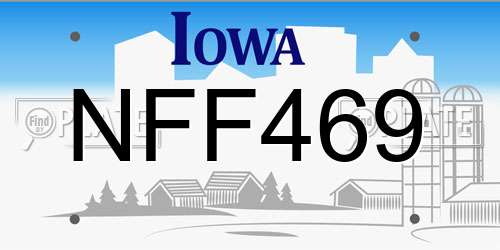 NFF469 Iowa License Plate