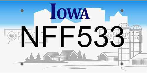 NFF533 Iowa License Plate