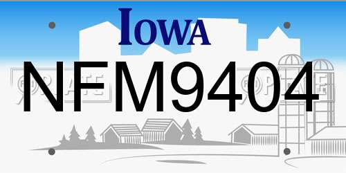 NFM9404 Iowa License Plate