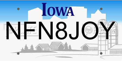 NFN8JOY Iowa License Plate