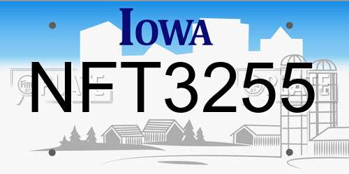 NFT3255 Iowa License Plate