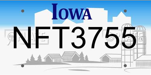 NFT3755 Iowa License Plate