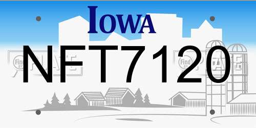 NFT7120 Iowa License Plate