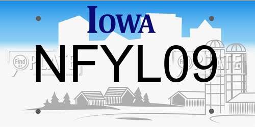 NFYL09 Iowa License Plate