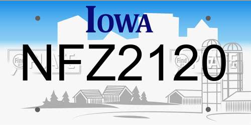 NFZ2120 Iowa License Plate
