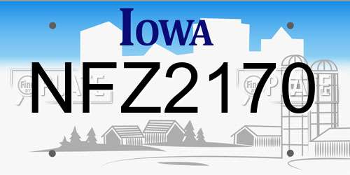 NFZ2170 Iowa License Plate