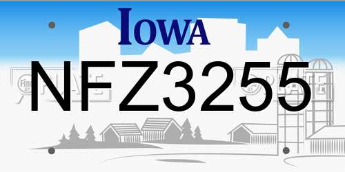 NFZ3255 Iowa License Plate