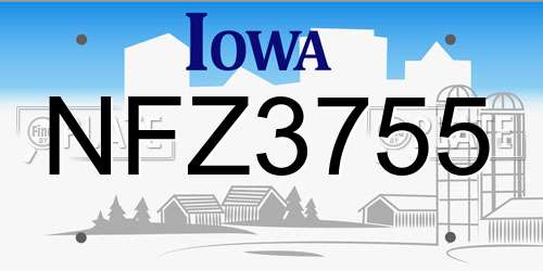 NFZ3755 Iowa License Plate