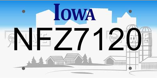 NFZ7120 Iowa License Plate