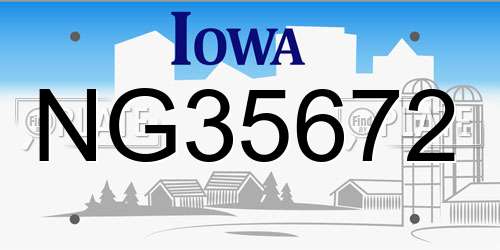 NG35672 Iowa License Plate