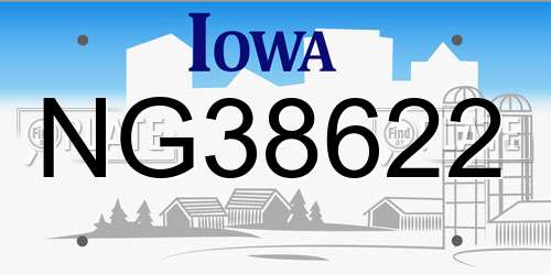 NG38622 Iowa License Plate