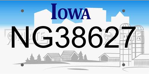 NG38627 Iowa License Plate