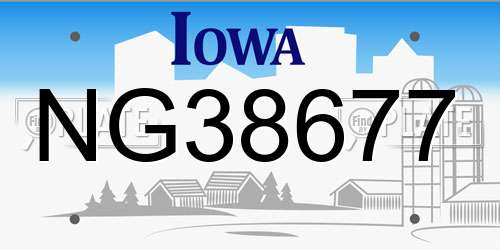 NG38677 Iowa License Plate