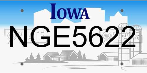 NGE5622 Iowa License Plate