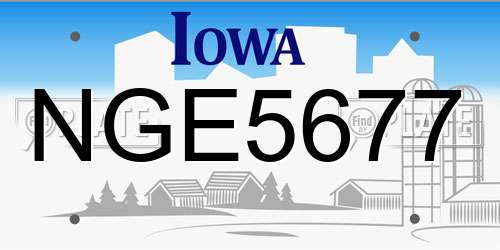 NGE5677 Iowa License Plate