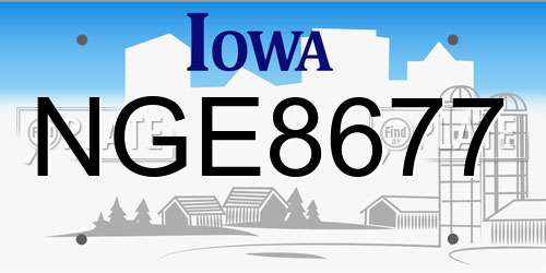 NGE8677 Iowa License Plate