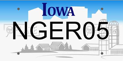 NGER05 Iowa License Plate