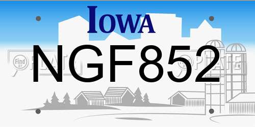 NGF852 Iowa License Plate