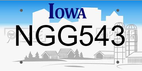 NGG543 Iowa License Plate