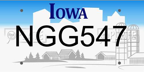 NGG547 Iowa License Plate