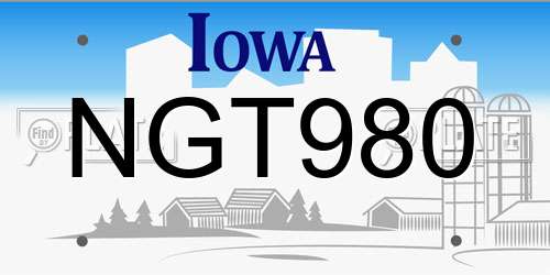 NGT980 Iowa License Plate