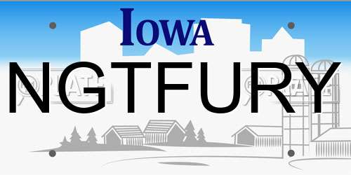 NGTFURY Iowa License Plate
