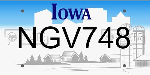 NGV748 Iowa License Plate