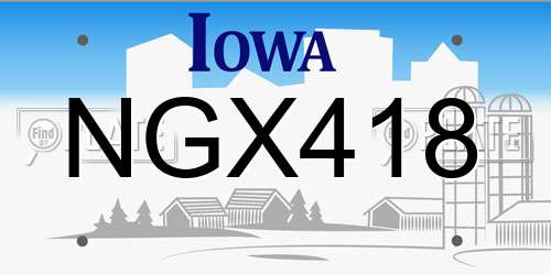 NGX418 Iowa License Plate