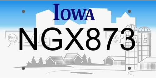 NGX873 Iowa License Plate