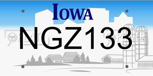 NGZ133 Iowa License Plate
