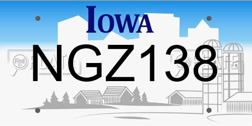 NGZ138 Iowa License Plate