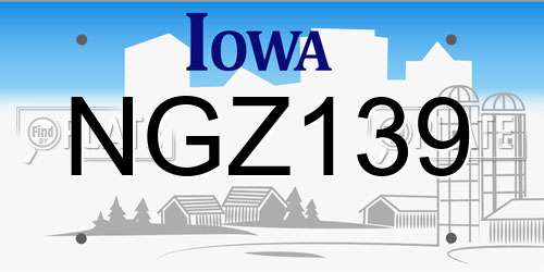 NGZ139 Iowa License Plate