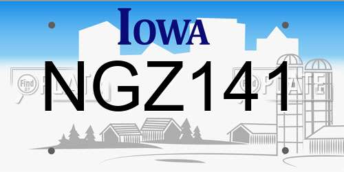 NGZ141 Iowa License Plate