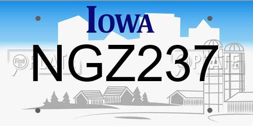 NGZ237 Iowa License Plate