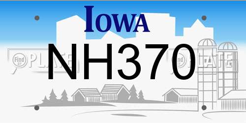 NH370 Iowa License Plate
