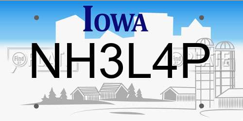 NH3L4P Iowa License Plate