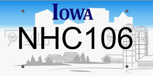 NHC106 Iowa License Plate