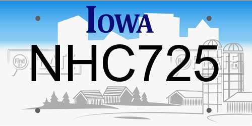 NHC725 Iowa License Plate