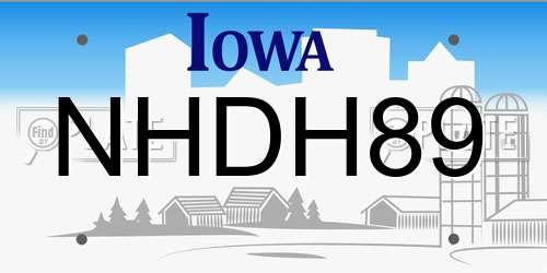 NHDH89 Iowa License Plate