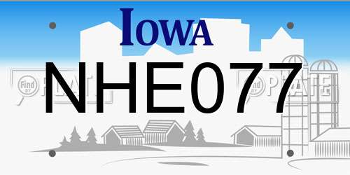 NHE077 Iowa License Plate