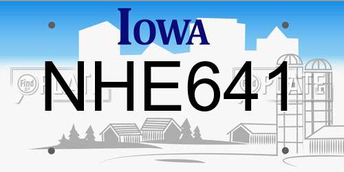 NHE641 Iowa License Plate