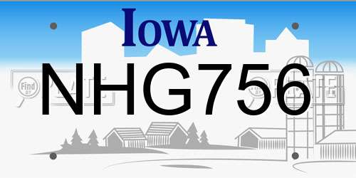 NHG756 Iowa License Plate