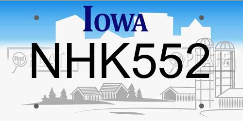 NHK552 Iowa License Plate