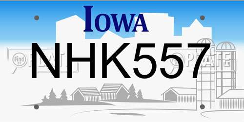 NHK557 Iowa License Plate