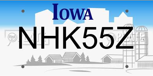 NHK55Z Iowa License Plate