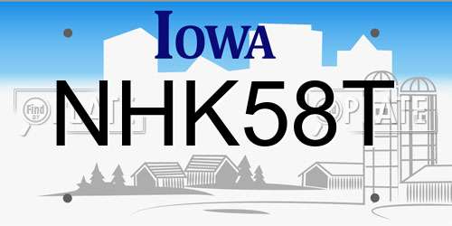 NHK58T Iowa License Plate
