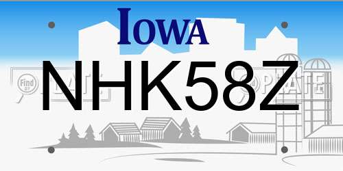 NHK58Z Iowa License Plate