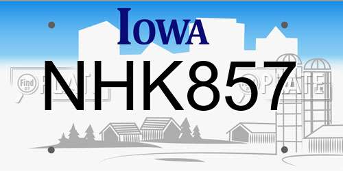 NHK857 Iowa License Plate