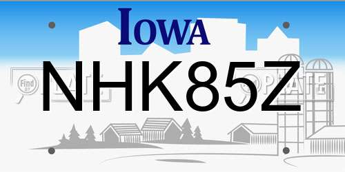 NHK85Z Iowa License Plate